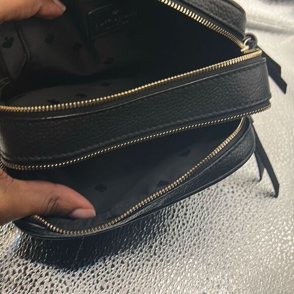 Kate Spade Pyper Mulberry Street Crossbody Bag Black Pebbled Leather Double Zip - Picture 5 of 10